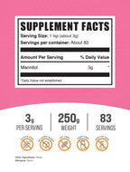 BulkSupplements Manitol en Polvo - Edulcorante Natural, Sin Gluten, 250g