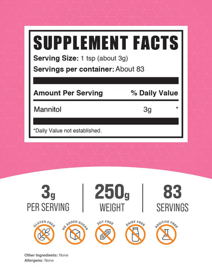 BulkSupplements Manitol en Polvo - Edulcorante Natural, Sin Gluten, 250g – Image 2