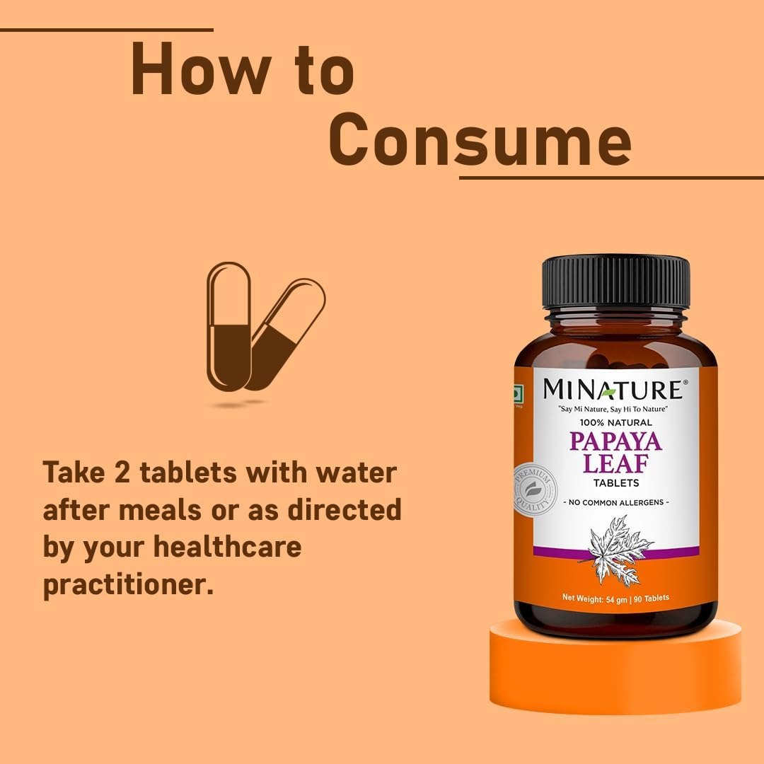 minature Papaya Leaf Tablets 90 Tablets, 1000 mg | 45 Días | Vegano