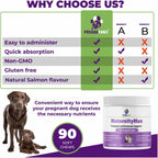 MaternityMax Vitaminas Prenatales para Perros y Gatos - Suplemento Pre y Postnatal con Probióticos, Glucosamina, MSM, CoQ10 y Vitaminas Esenciales - 90 Chews Blandos Sabor Salmón