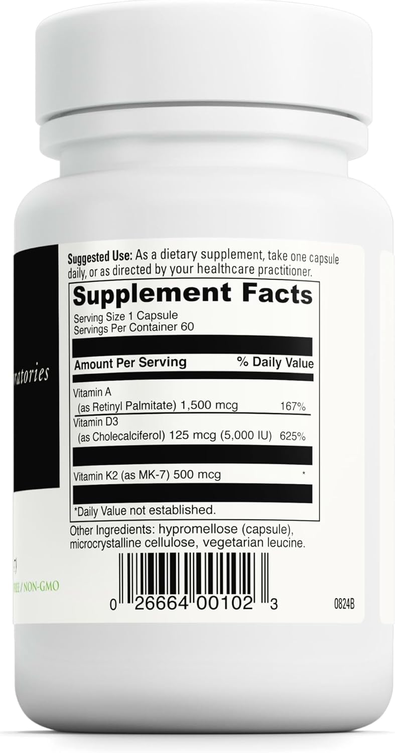DAVINCI Labs ADK - Vitamins A, D3 & K2 (MK-7) - 60 Capsules
