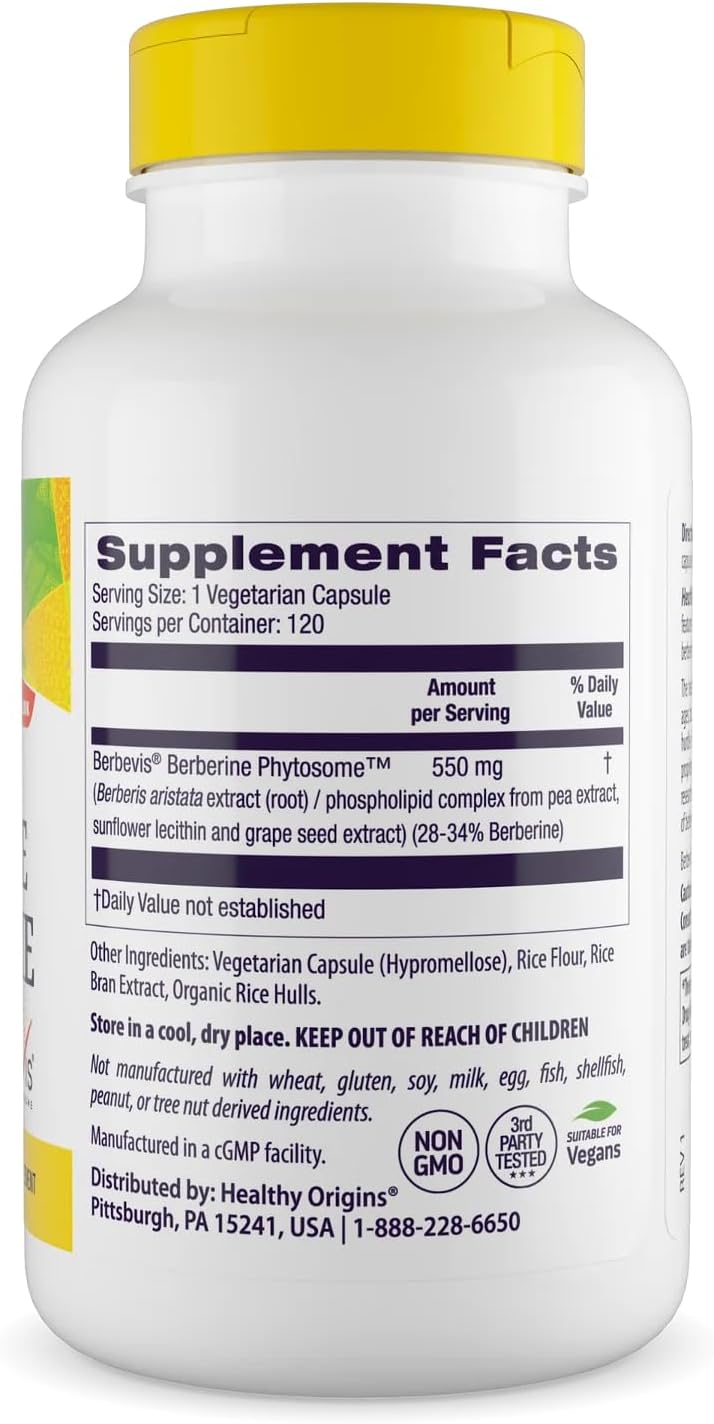 Healthy Origins Berberine Phytosome 550 mg, 120 Cápsulas Vegetales