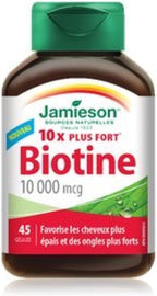 Jamieson Biotina 10.000 mcg, 45 cápsulas blandas