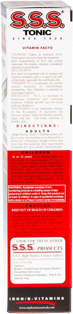S.S.S. Tonic – Suplemento Líquido de Hierro y Complejo B (B1, B2, B3) – 20 fl oz