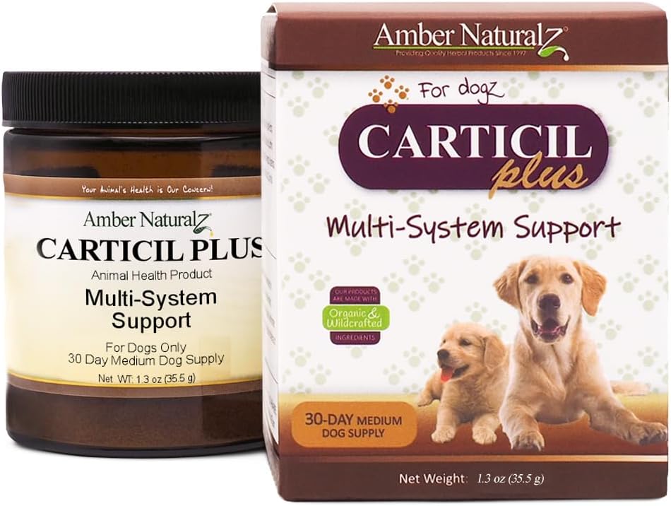 Amber NaturalZ Carticil Plus Suplemento Herbal para Perros - Apoyo Multisistémico (60 Días para Perros Medianos)