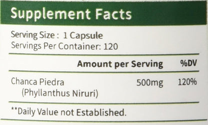 Chanca Piedra 500 mg – 120 Cápsulas – Ingrediente natural: Extracto puro de Phyllanthus niruri , sin rellenos ni – Image 8