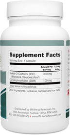 Wellness Resources I3C + DIM (60 Cápsulas) - Apoyo al Metabolismo de Estrógenos y Detoxificación