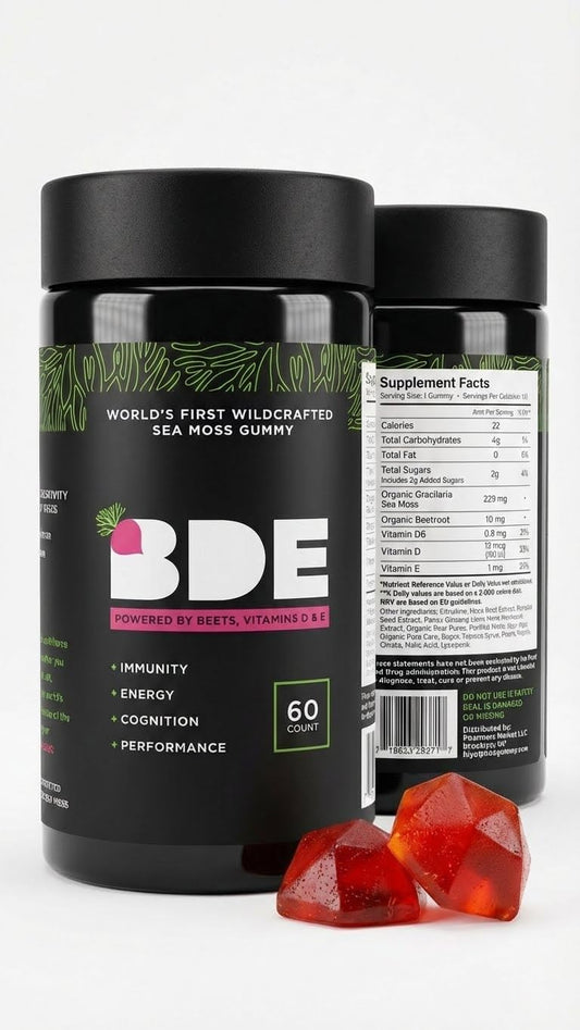 BDE Wildcrafted Sea Moss Gummy con Maca Root, Beets, Lion's Mane, Vitamina D+E - 60 Gominolas