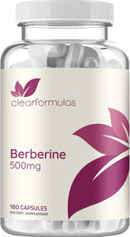 Clear Formulas Berberine Supplement 500mg - Lab Tested Berberine 500mg Value Size - Vegan Non-GMO Made in the US & Gluten Free (6 Months Supply)