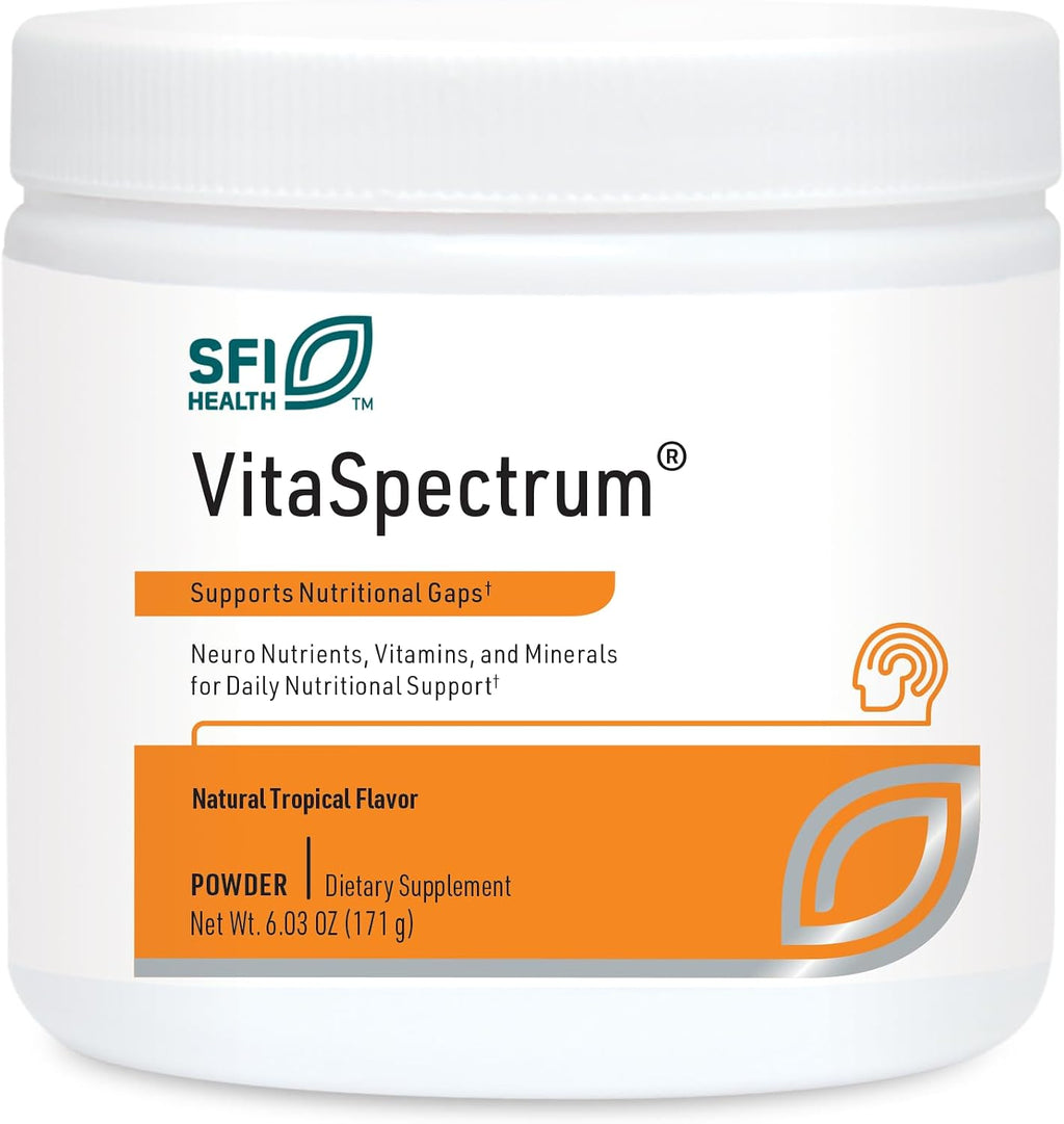 Klaire Labs SFI Health VitaSpectrum Powder - Multivitamínico Infantil en Polvo con 23 Nutrientes Esenciales, Sabor Tropical, Sin Cobre ni Hierro (171 g / 30 raciones)