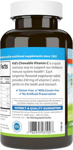Carlson - Vitamina C Masticable para Niños, 250 mg, Sabor Mandarina, 60 tabletas vegetarianas