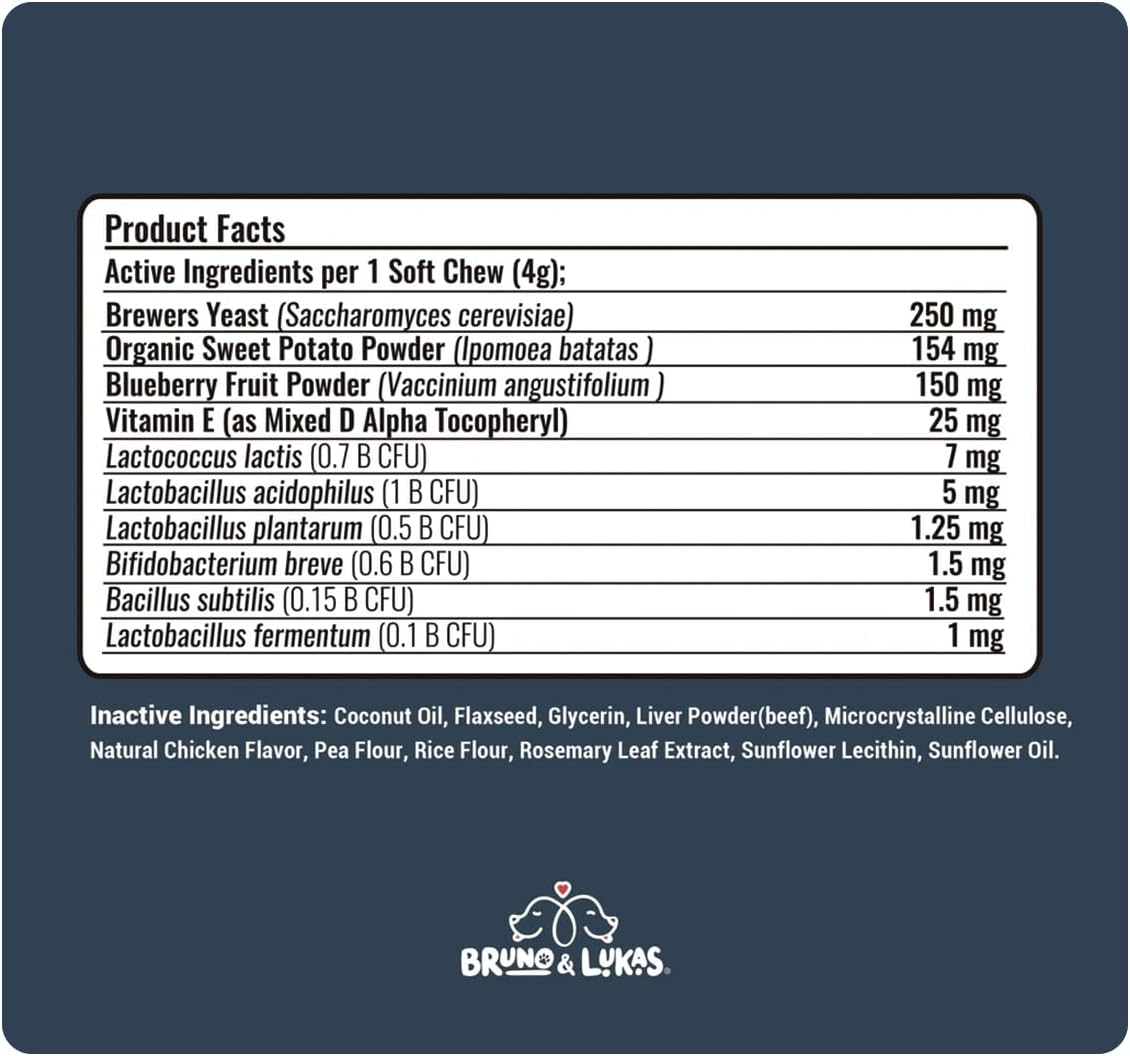 Multivitamin, Probiotics & Allergy Relief Chews for Dogs – 12-in-1 Daily Supplement with Omega 3, Colostrum & Antioxidants – Gut Health, Seasonal Allergy & Itch Support, Immune, Skin & Coat (90 Chews)