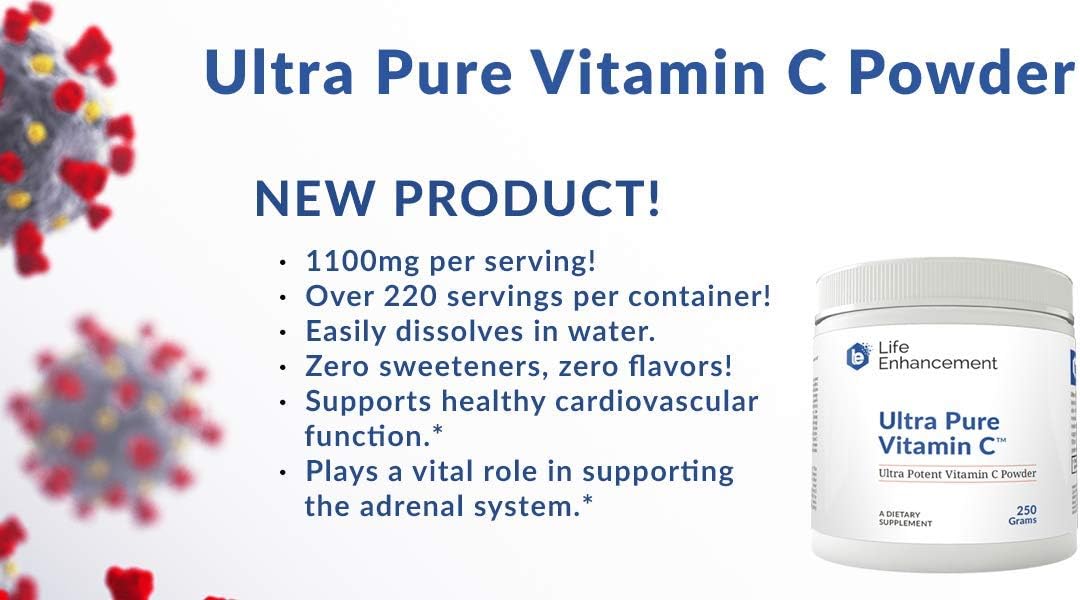 Life Enhancement Ultra Pure Vitamina C en Polvo - 1,100 mg Ácido Ascórbico - 227 Raciones