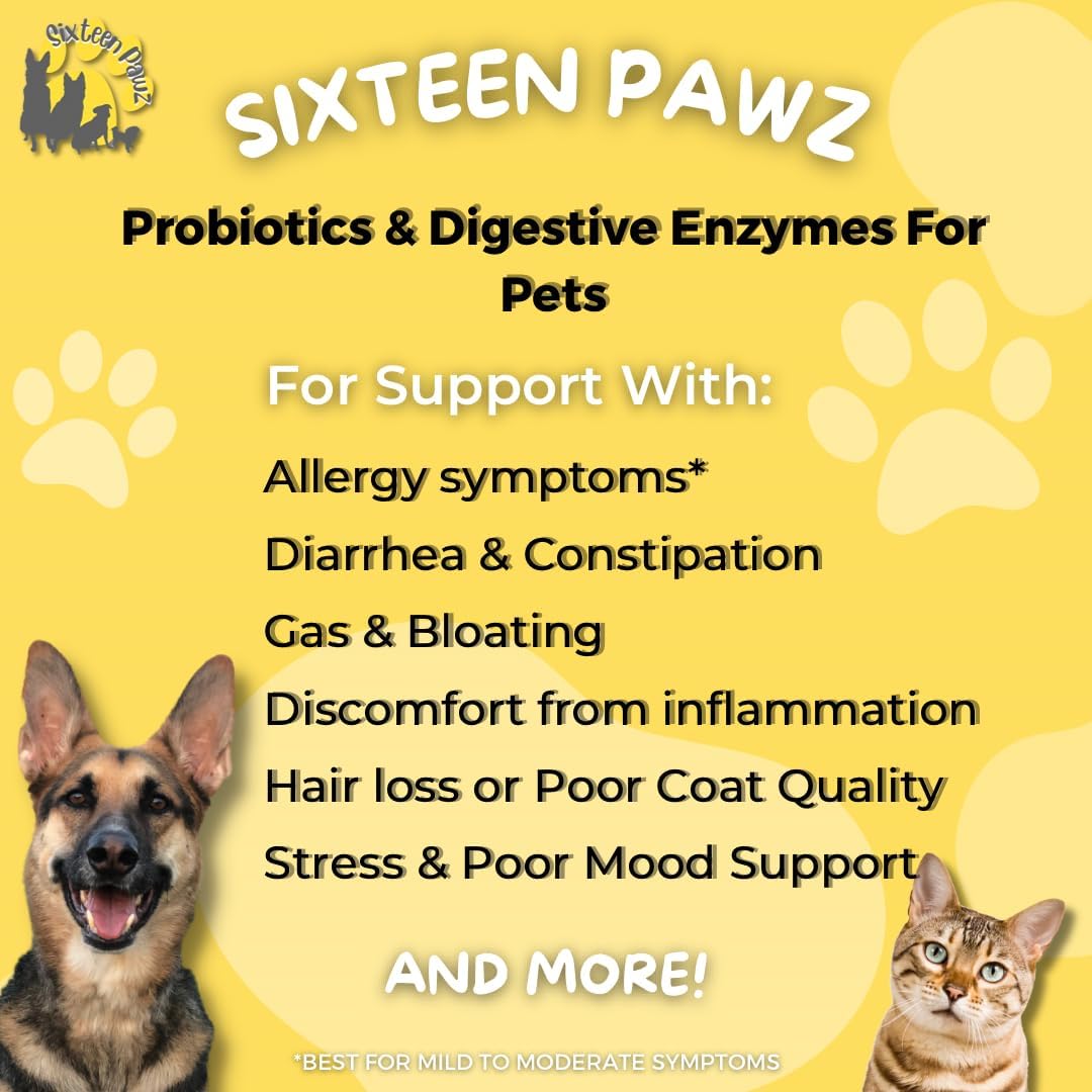 Dog & Cat Probiotics, Prebiotics, & Digestive Enzymes – Flavorless Powder for Gut Health, Allergies, Itchy Skin, Gas & – Image 7