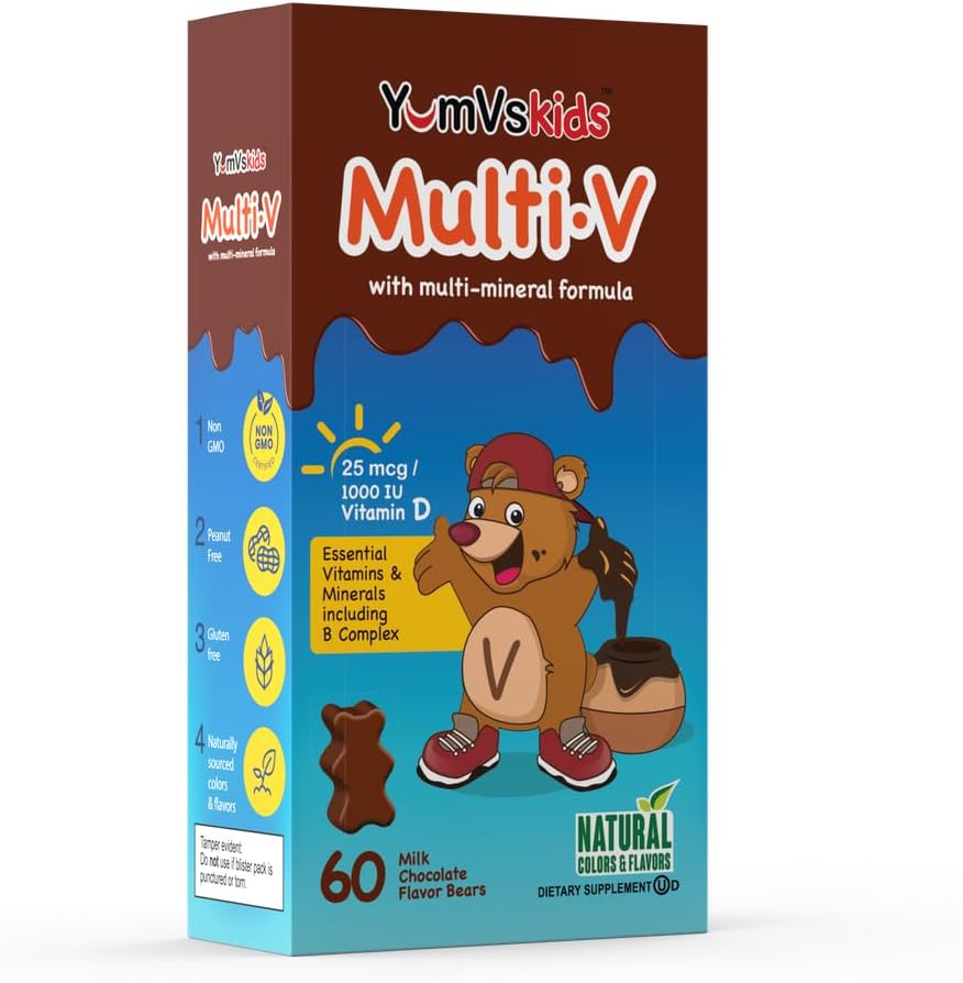 YUM-V'S Ositos de Chocolate Multivitamínicos para Niños - 60 Ositos de Chocolate Multivitamínicos