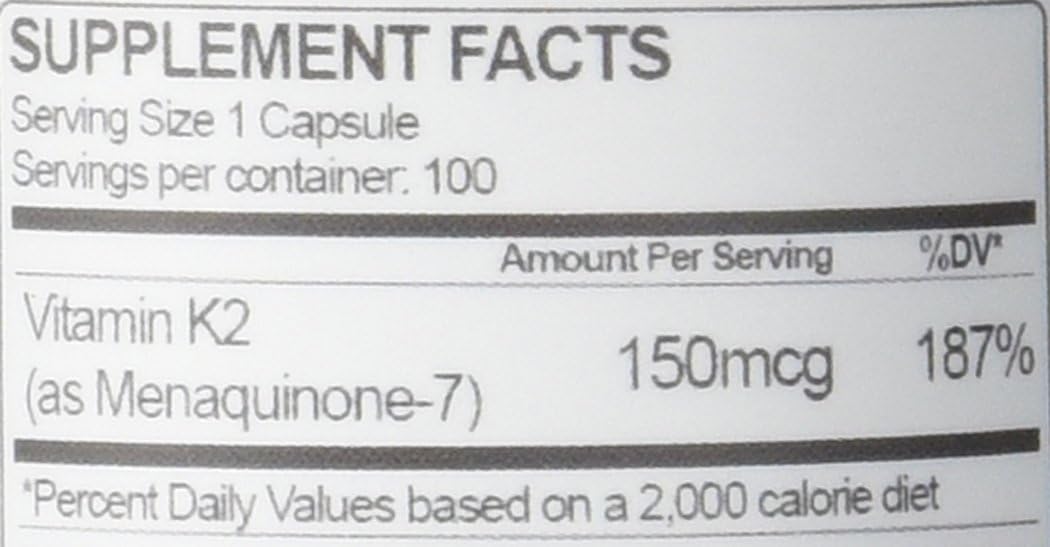 Vitamina K2 MK-7 150 mcg - Health As It Ought To Be - 100 Cápsulas