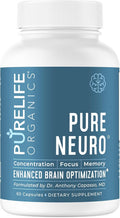 PureLife Organics Pure Neuro – Complemento para Eliminar la Niebla Mental, Apoyo a la Memoria y Enfoque – 60 Cápsulas Veganas y Sin Gluten – Fórmula del Doctor