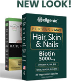 Wellgenix Purvana MAX – Biotin 5000mcg with MSM and B Complex – 30 Vegetarian Capsules