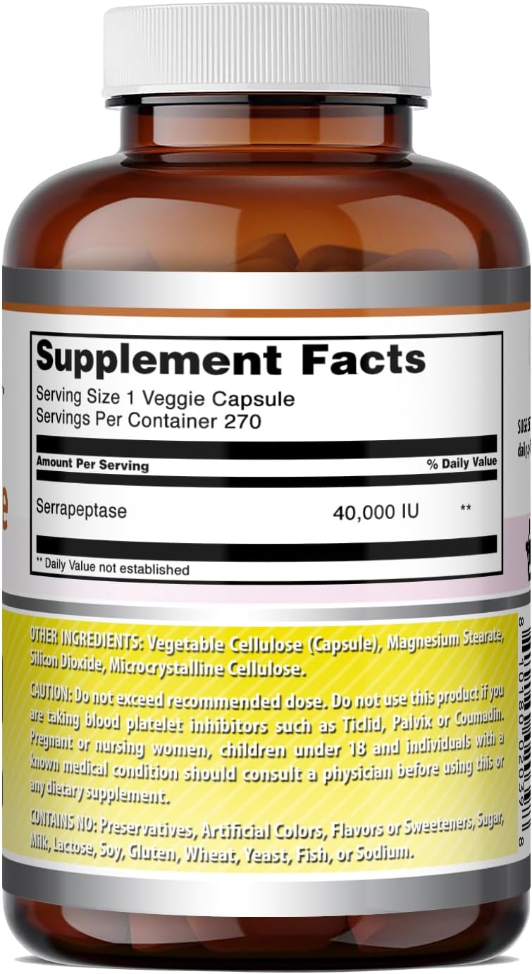 Amazing Formulas Serrapeptase 40.000 UI - 270 Cápsulas Vegetales
