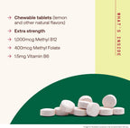 Jarrow Formulas Metil B-12 y Metil Folato - 100 Pastillas Masticables