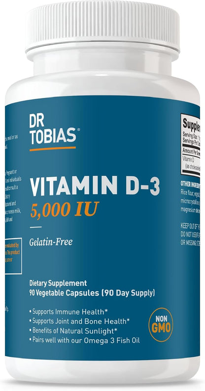 Dr. Tobias Vitamina D3 5000 IU – 90 Cápsulas – Image 1