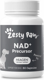 Zesty Paws Suplemento NAD+ Precursor para Perros - Niagen para Envejecimiento Saludable y Apoyo Muscular - 60 Cápsulas