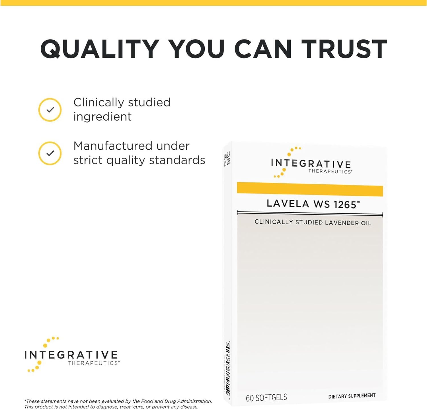 Integrative Therapeutics Lavela WS 1265 - Suplemento de Aceite Esencial de Lavanda - 60 Cápsulas Blandas