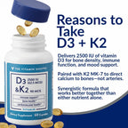 The Vitamin Shoppe Vitamina D3 2500 UI y K2 90 mcg con Calcio - 60 Cápsulas