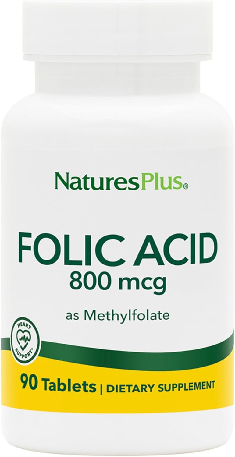 NaturesPlus Folic Acid (Methylfolate) - 800 mcg - 90 Tablets