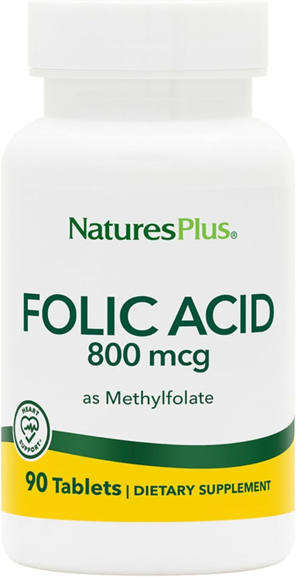 NaturesPlus Ácido Fólico (Metilfolato) - 800 – El crecimiento de los tejidos maternos durante el embarazo. – Image 1