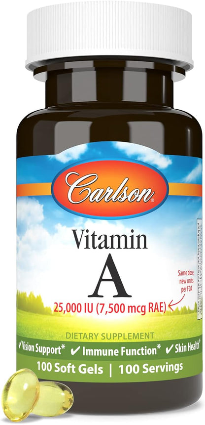 Carlson - Vitamina A, 25.000 UI (7.500 mcg – Visión normal: La vitamina A contribuye al mantenimiento de la visión – Image 5