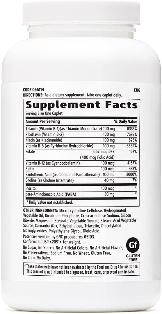 GNC Vitamin B Complex 100 – 250 Comprimidos Vegetales