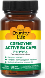 Country Life Coenzyme Active B-6 - 50 mg Vitamina B6 (P-5-P) - 30 Cápsulas Vegetales