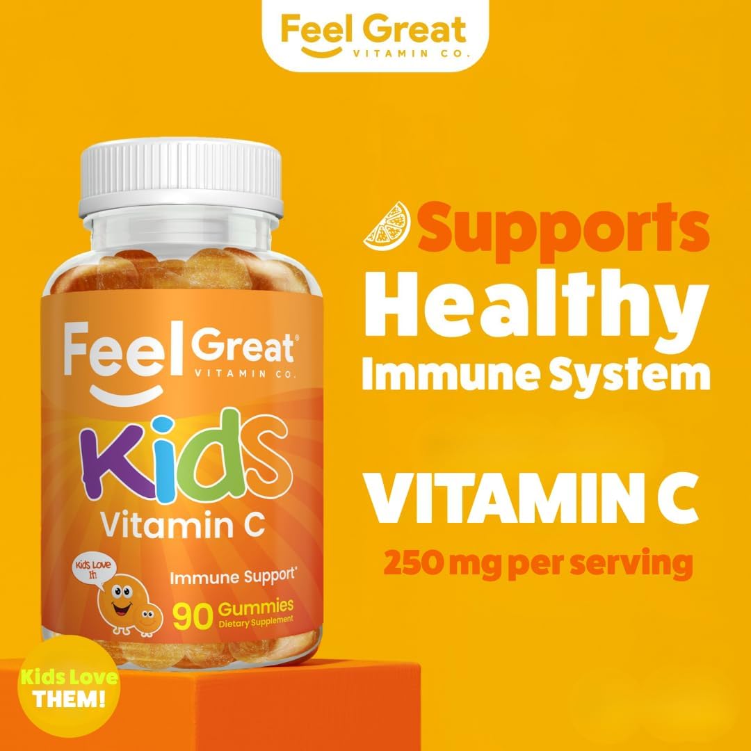 Feel Great Gummies de Vitamina C para Niños – 90 Gummies – 250 mg por ración