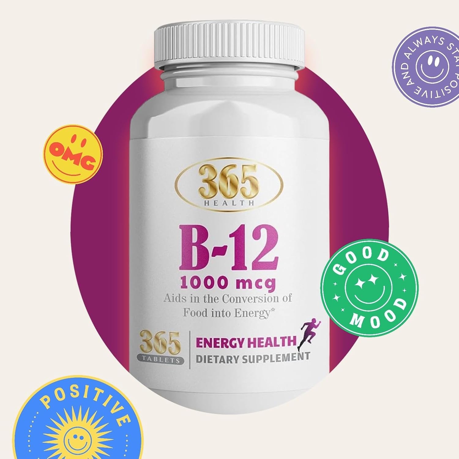 365 Health by HEALTHLIFE Vitamina B12 1000mcg – 365 Comprimidos de Rápida Disolución