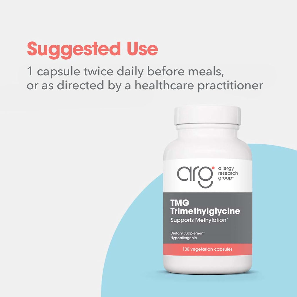 Trimetilglicina (TMG) 750 mg – Allergy Research Group – 100 Cápsulas