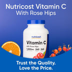 Nutricost Vitamina C con Escaramujo 1025mg, 240 Cápsulas