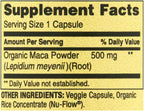 Spring Valley Maca Root 500mg Cápsulas, Maca Orgánica para Mujeres y Hombres