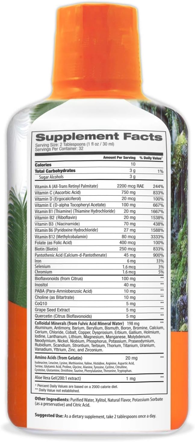 Tropical Oasis Mega Plus - Liquid Multivitamin and Mineral with CoQ10, Grape Seed Extract, and Organic Aloe Vera - 946 ml (32 oz)