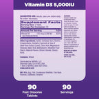 Natrol Vitamin D3 5000 IU Fast Dissolve Tablets, 90 Count