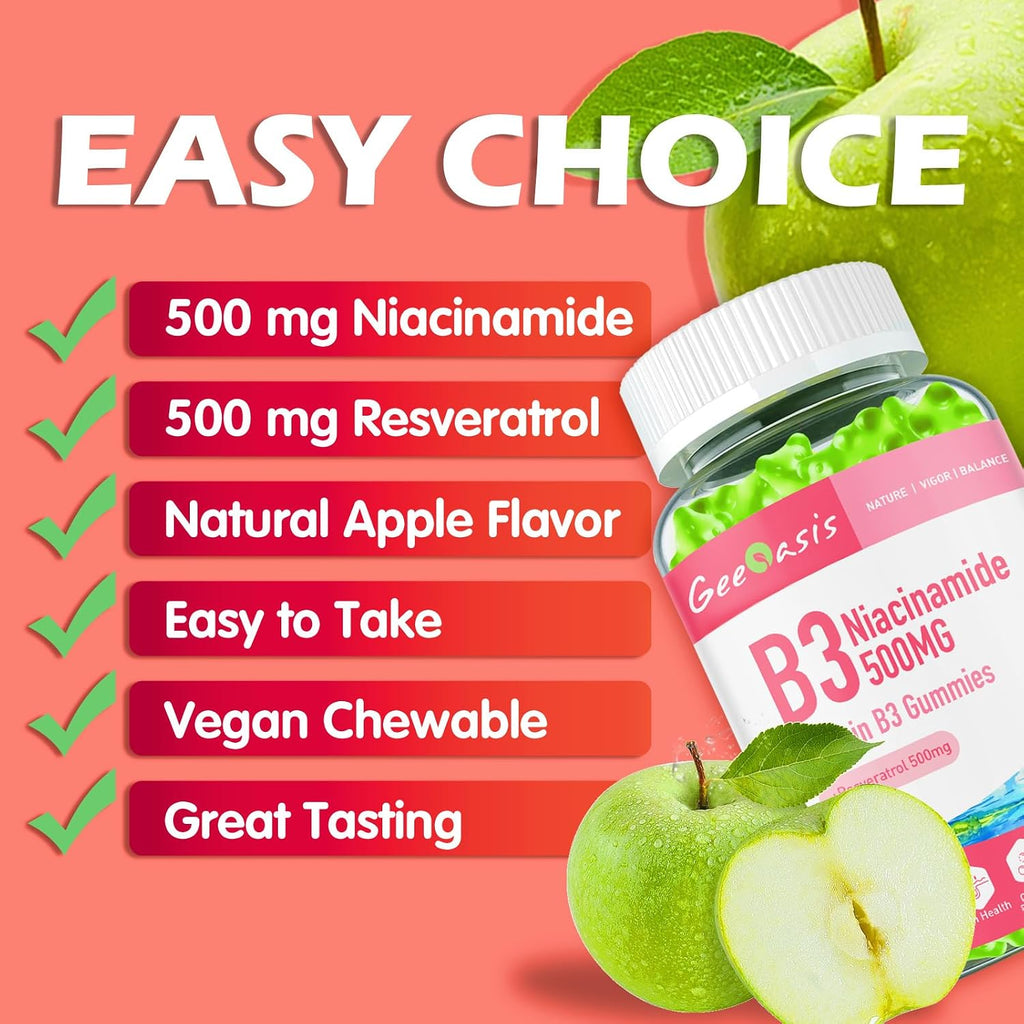 Gominolas de Niacinamida 500mg con Resveratrol 500mg - 60 unidades