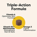 Suplemento Médico para Piel, Pelo y Uñas de Perros | Vitamina A, Niacinamida y EPA Omega 3 | 90 Masticables