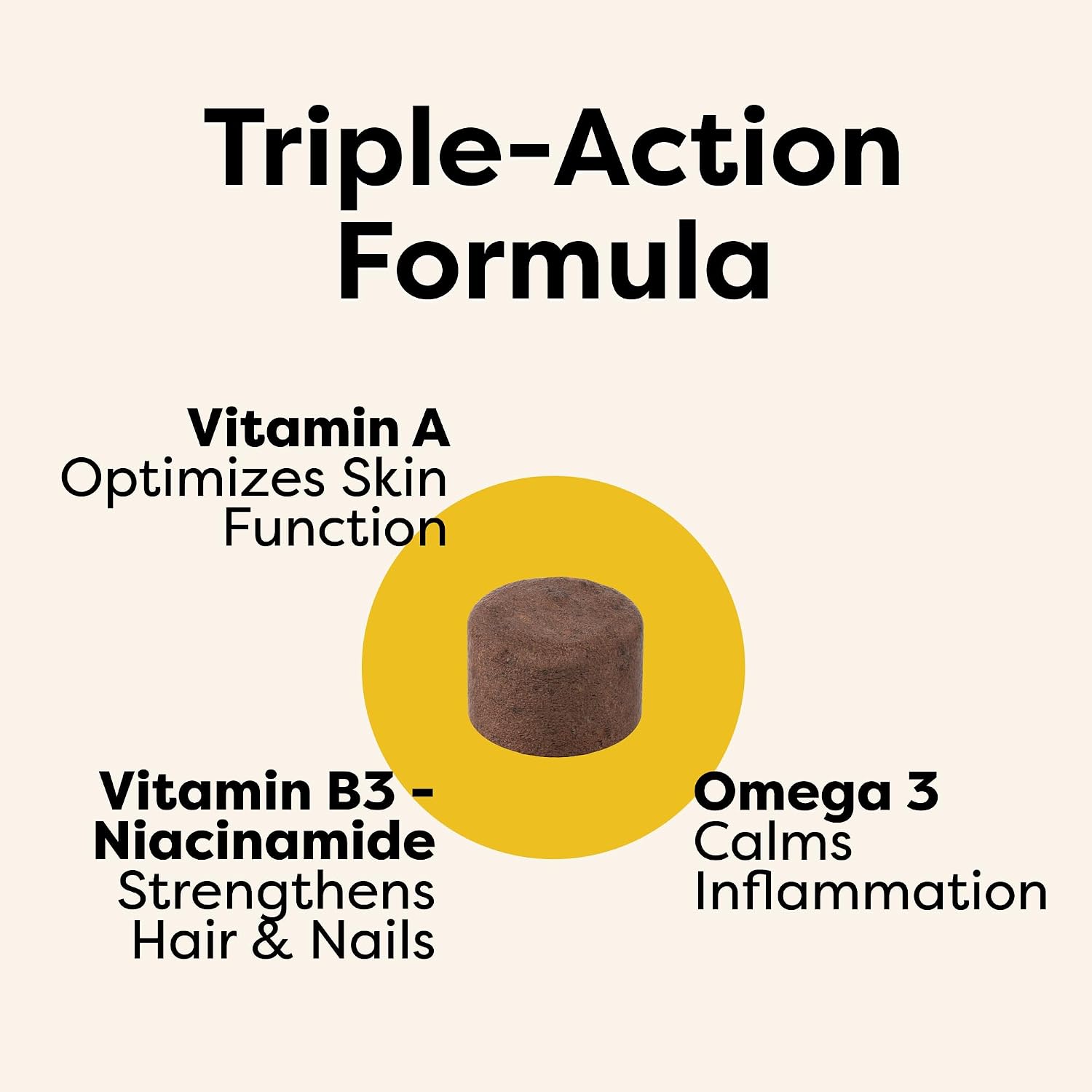 Suplemento Médico para Piel, Pelo y Uñas de Perros | Vitamina A, Niacinamida y EPA Omega 3 | 90 Masticables