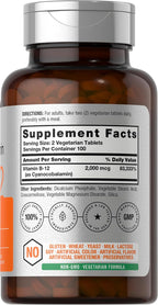 Horbäach Vitamina B12 2000 mcg | 200 Comprimidos | Suplemento Vegetariano | Sin Gluten y Sin OMG
