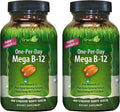 Irwin Naturals One-Per-Day Mega B-12 1.500mcg Metilcobalamina - Alta Potencia con MCT y Ginseng Asiático - 60 Cápsulas Blandas Líquidas (Pack de 2)