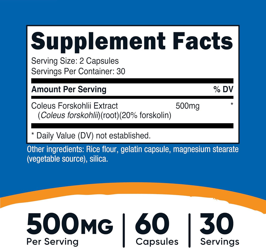 Nutricost Coleus Forskohlii 500mg, 60 Capsules - Maximum Strength Formula