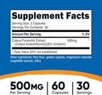Nutricost Coleus Forskohlii 500mg, 60 Capsules - Maximum Strength Formula