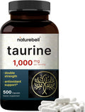 NatureBell Taurina 1.000mg por Dosis, 500 Cápsulas | Suplemento de Aminoácidos Esenciales