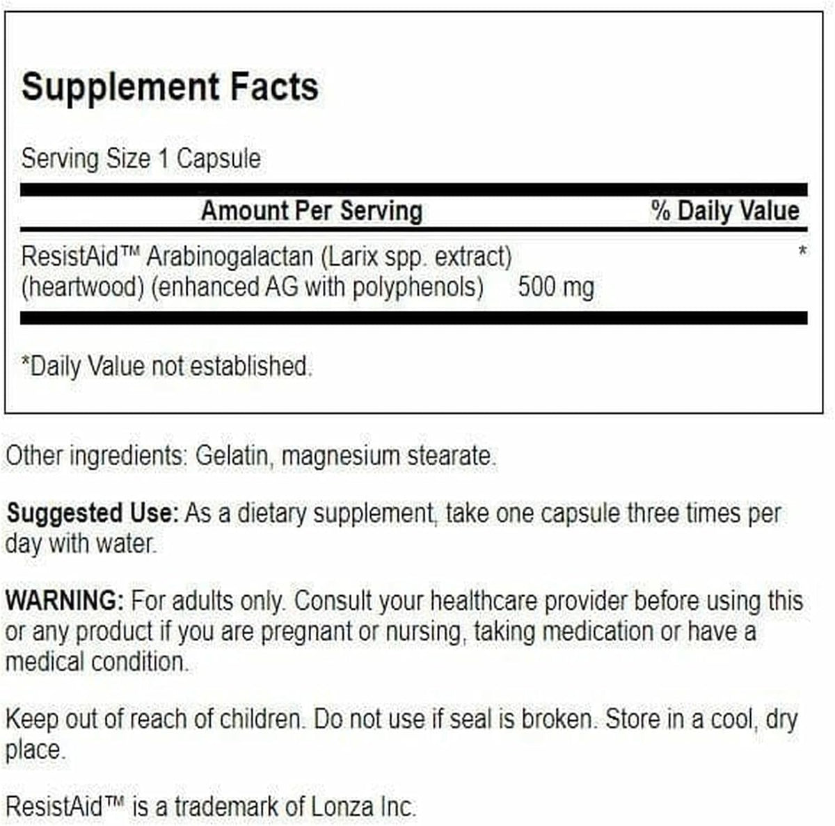 Swanson Arabinogalactano de Alerce 500 mg 90 Cápsulas – Image 2