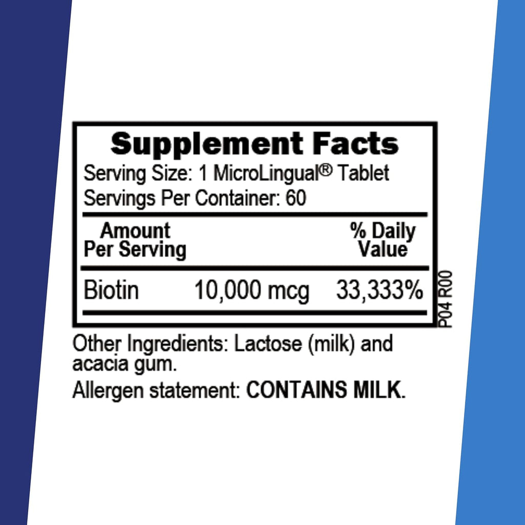 Superior Source Biotina 10.000 mcg - Suplemento dietético de biotina para cabello, piel y uñas - 60 tabletas sublinguales de disolución rápida